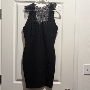 Elegant Black Lace Mini Dress